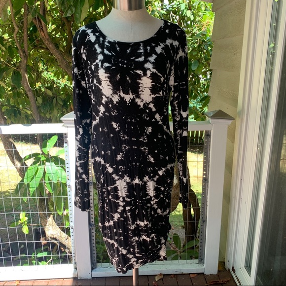 Loveappella Black & White Tie Dye Bodycon Dress M - Picture 1 of 9